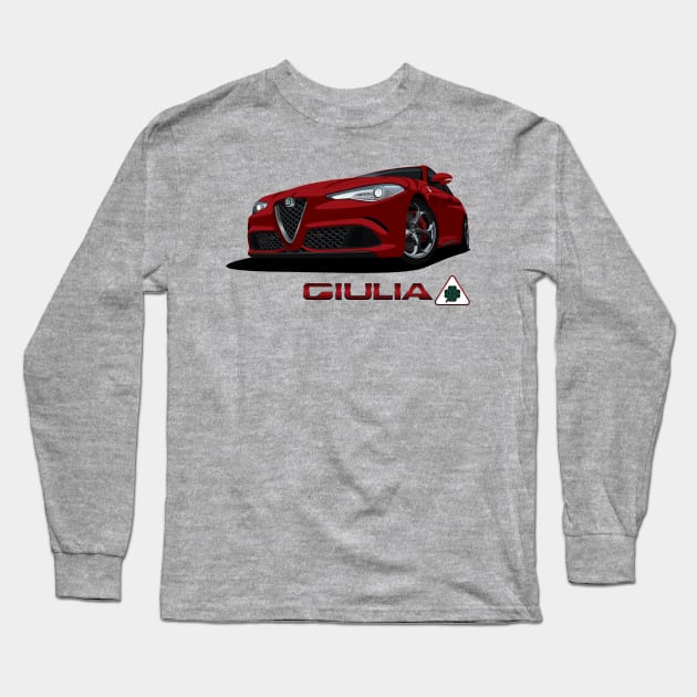 Giulia Quadrifoglio Long Sleeve T-Shirt by AutomotiveArt